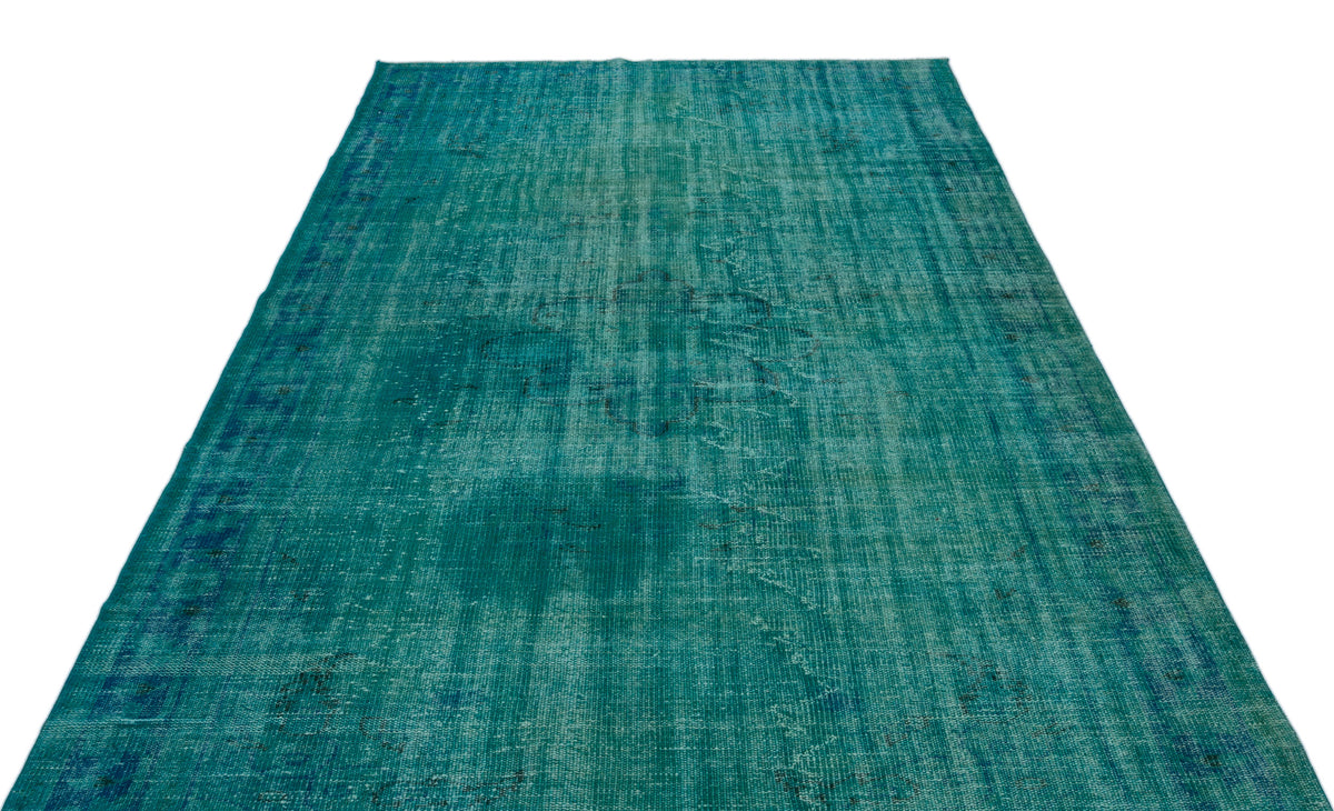 Turquoise  Over Dyed Vintage Rug 6&#39;2&#39;&#39; x 9&#39;1&#39;&#39; ft 187 x 276 cm
