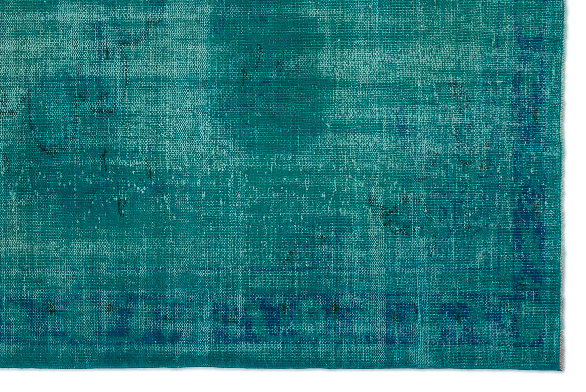 Turquoise  Over Dyed Vintage Rug 6&#39;2&#39;&#39; x 9&#39;1&#39;&#39; ft 187 x 276 cm