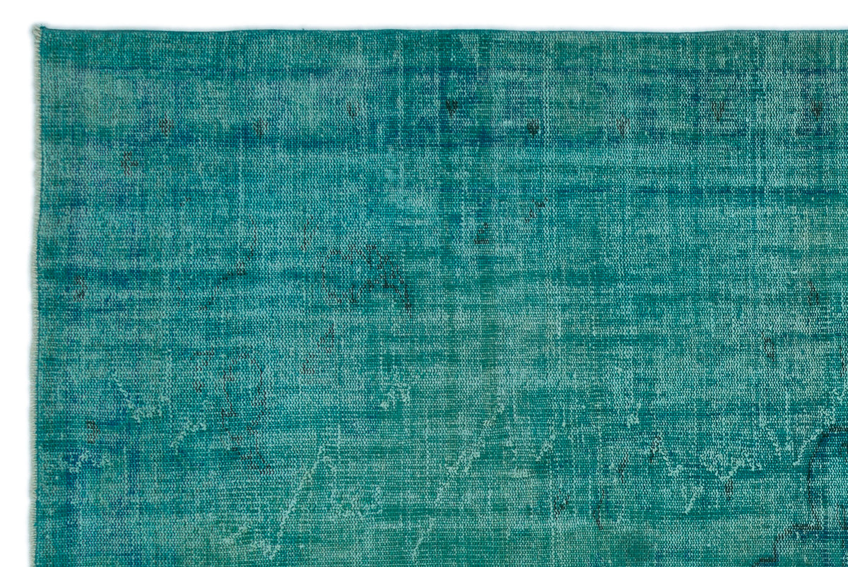 Turquoise  Over Dyed Vintage Rug 6&#39;2&#39;&#39; x 9&#39;1&#39;&#39; ft 187 x 276 cm