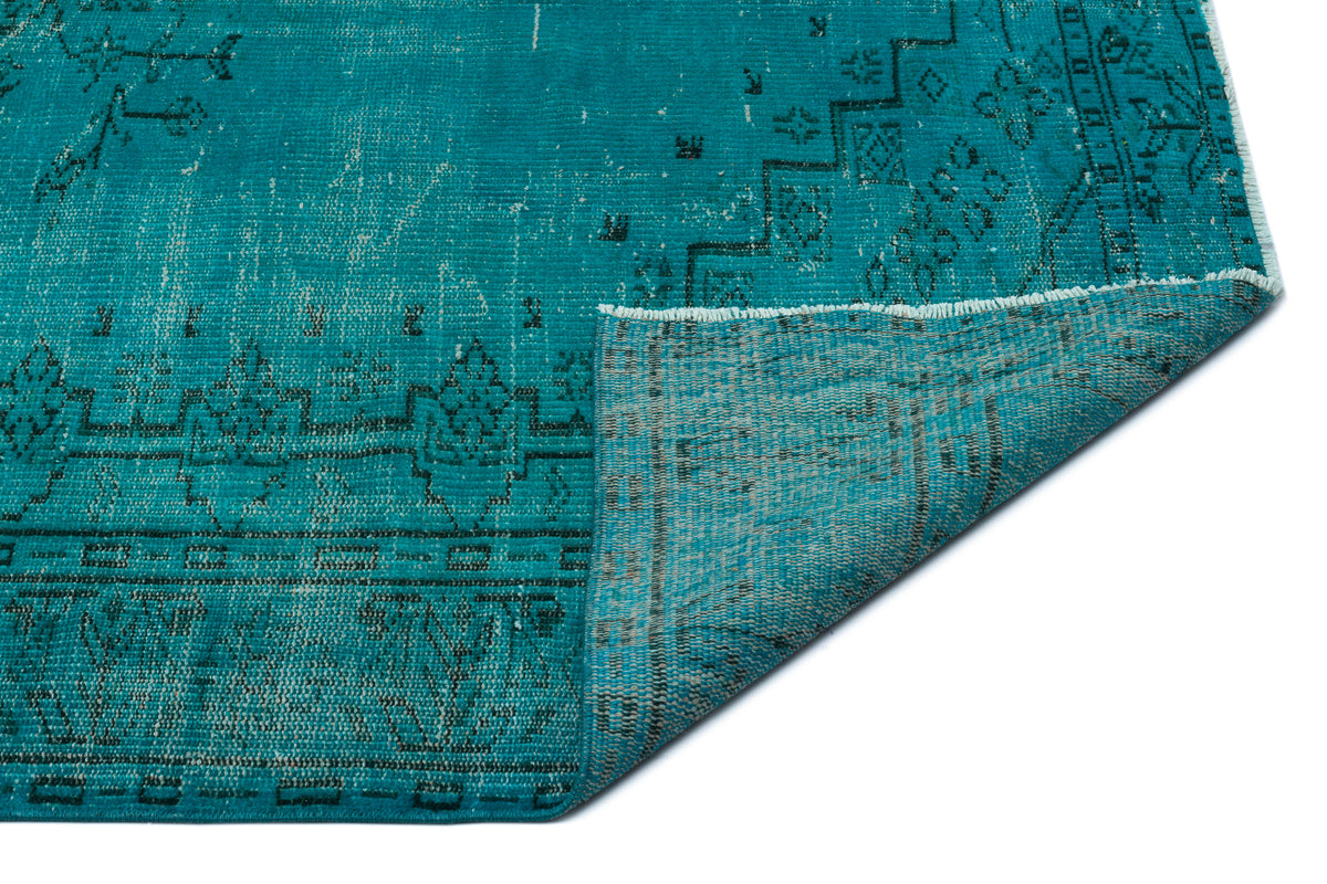 Turquoise  Over Dyed Vintage Rug 5&#39;8&#39;&#39; x 8&#39;6&#39;&#39; ft 173 x 258 cm