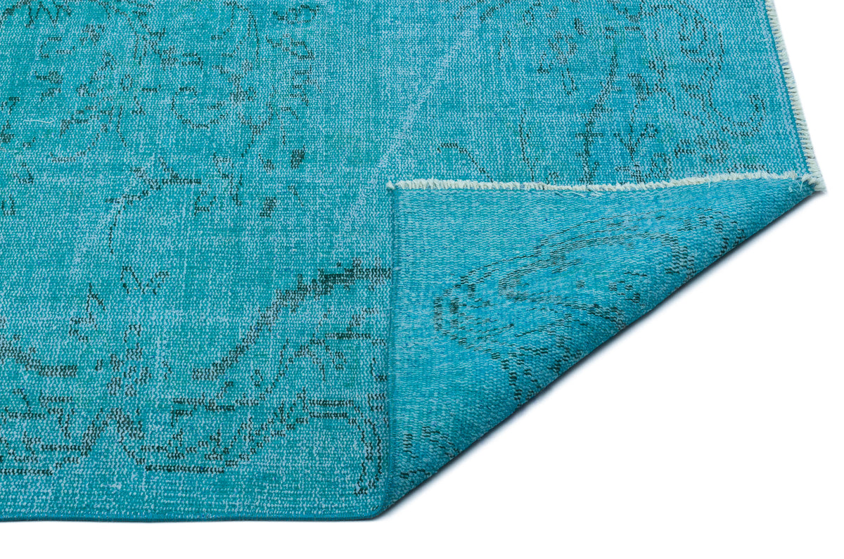 Turquoise  Over Dyed Vintage Rug 5&#39;2&#39;&#39; x 8&#39;4&#39;&#39; ft 158 x 255 cm