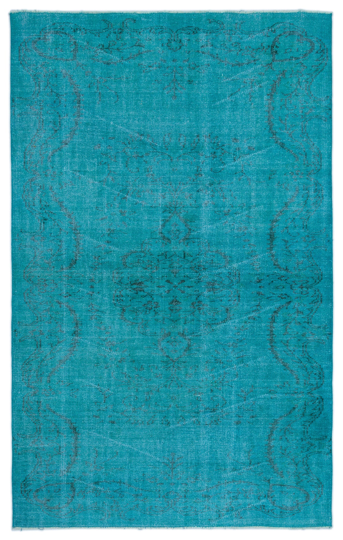 Turquoise  Over Dyed Vintage Rug 5&#39;2&#39;&#39; x 8&#39;4&#39;&#39; ft 158 x 255 cm