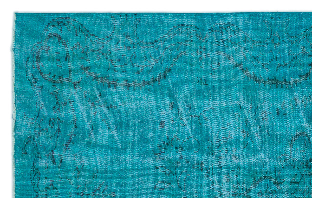 Turquoise  Over Dyed Vintage Rug 5&#39;2&#39;&#39; x 8&#39;4&#39;&#39; ft 158 x 255 cm