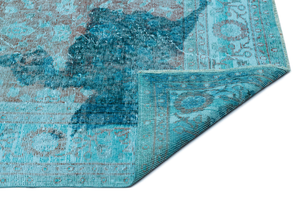 Turquoise  Over Dyed Vintage Rug 6'1'' x 9'6'' ft 185 x 290 cm
