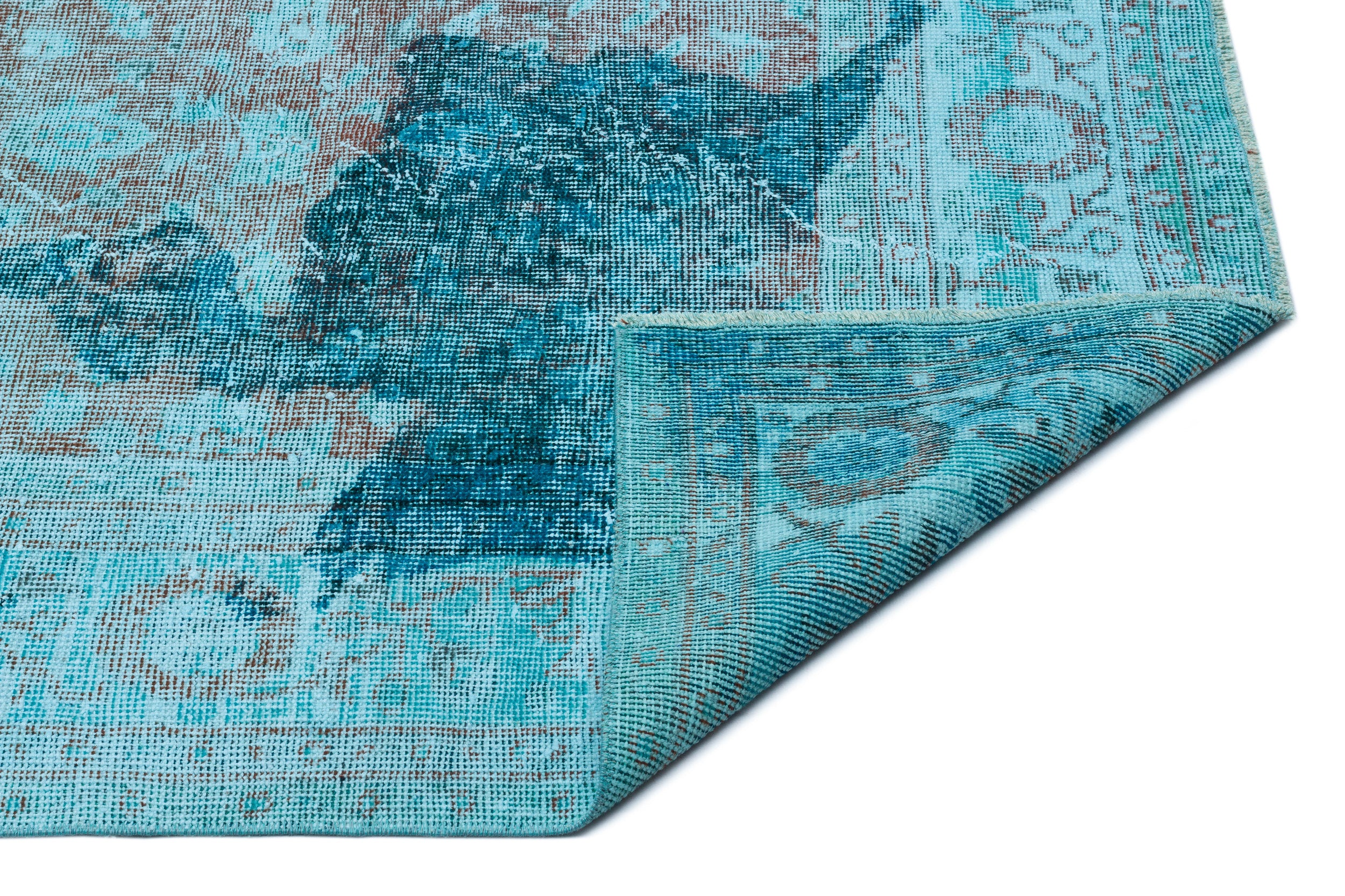 Turquoise  Over Dyed Vintage Rug 6'1'' x 9'6'' ft 185 x 290 cm