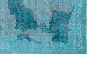 Turquoise  Over Dyed Vintage Rug 6'1'' x 9'6'' ft 185 x 290 cm