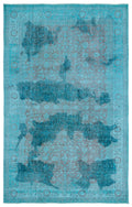 Turquoise  Over Dyed Vintage Rug 6'1'' x 9'6'' ft 185 x 290 cm
