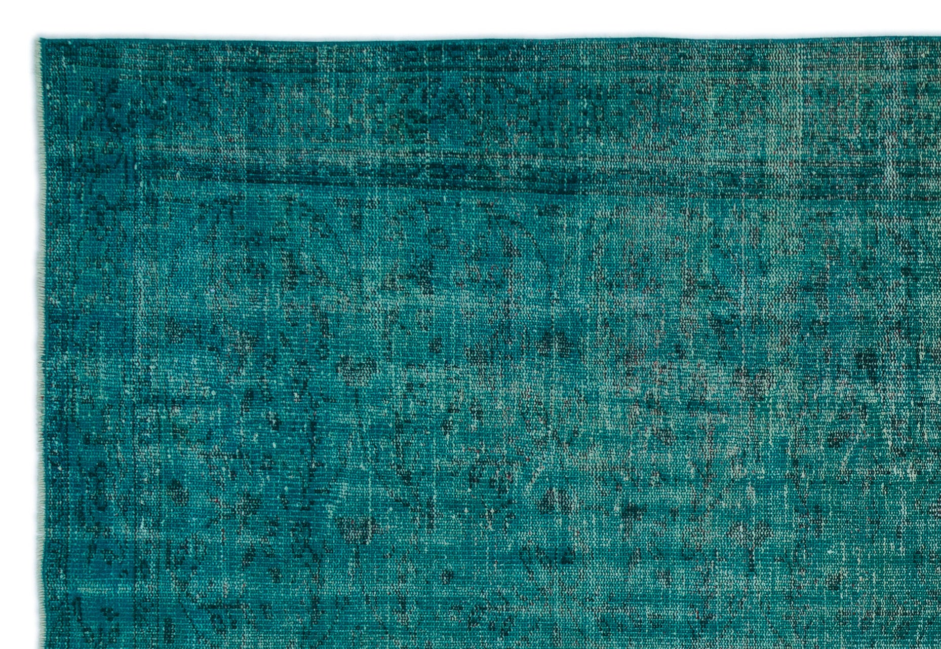 Turquoise  Over Dyed Vintage Rug 5'11'' x 8'6'' ft 180 x 260 cm