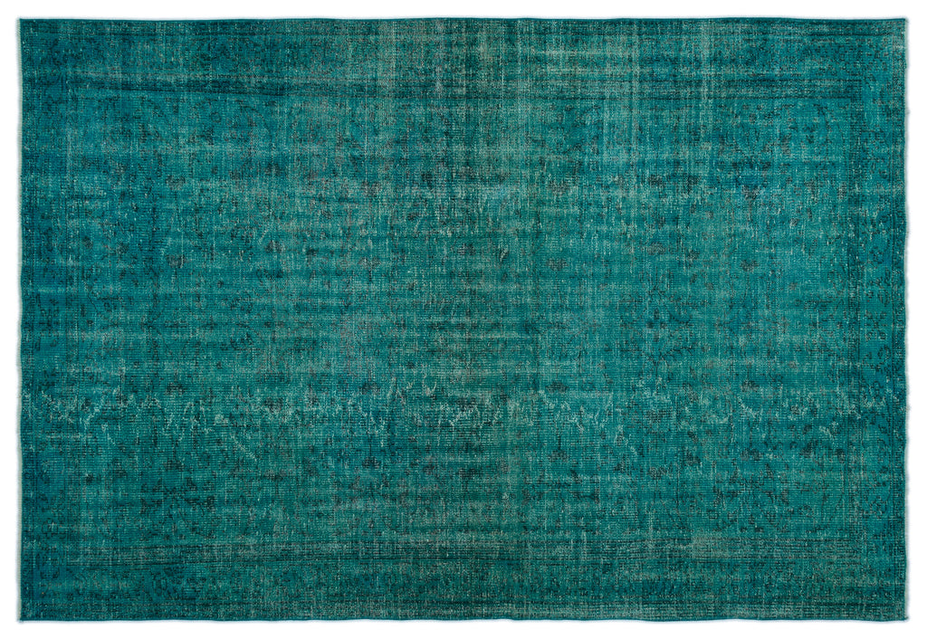 Turquoise  Over Dyed Vintage Rug 5'11'' x 8'6'' ft 180 x 260 cm