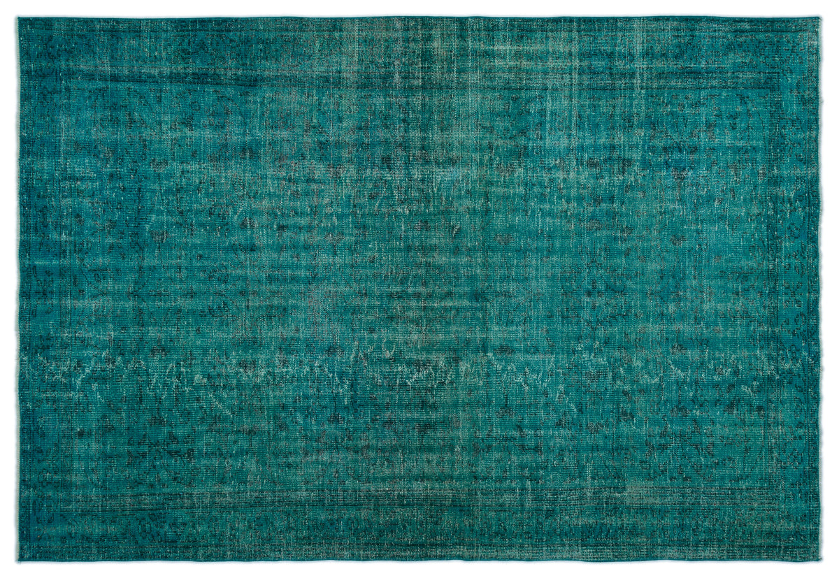 Turquoise  Over Dyed Vintage Rug 5&#39;11&#39;&#39; x 8&#39;6&#39;&#39; ft 180 x 260 cm