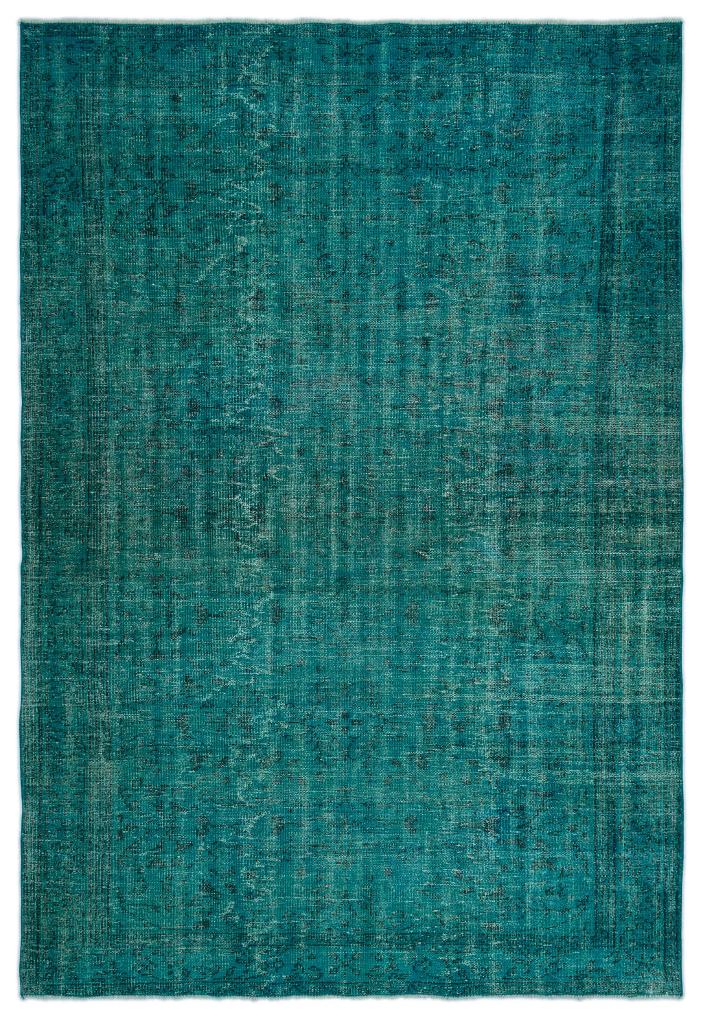 Turquoise  Over Dyed Vintage Rug 5'11'' x 8'6'' ft 180 x 260 cm