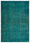 Turquoise  Over Dyed Vintage Rug 5'11'' x 8'6'' ft 180 x 260 cm
