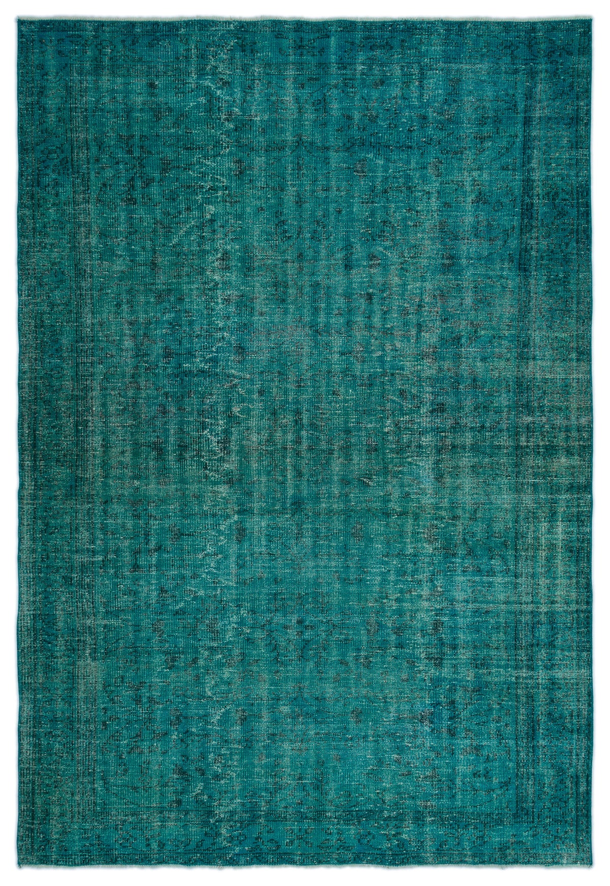 Turquoise  Over Dyed Vintage Rug 5&#39;11&#39;&#39; x 8&#39;6&#39;&#39; ft 180 x 260 cm