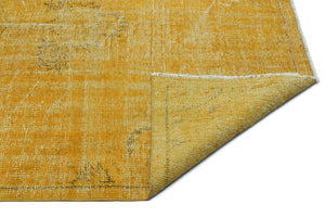 Yellow Over Dyed Vintage Rug 4'9'' x 8'10'' ft 145 x 270 cm