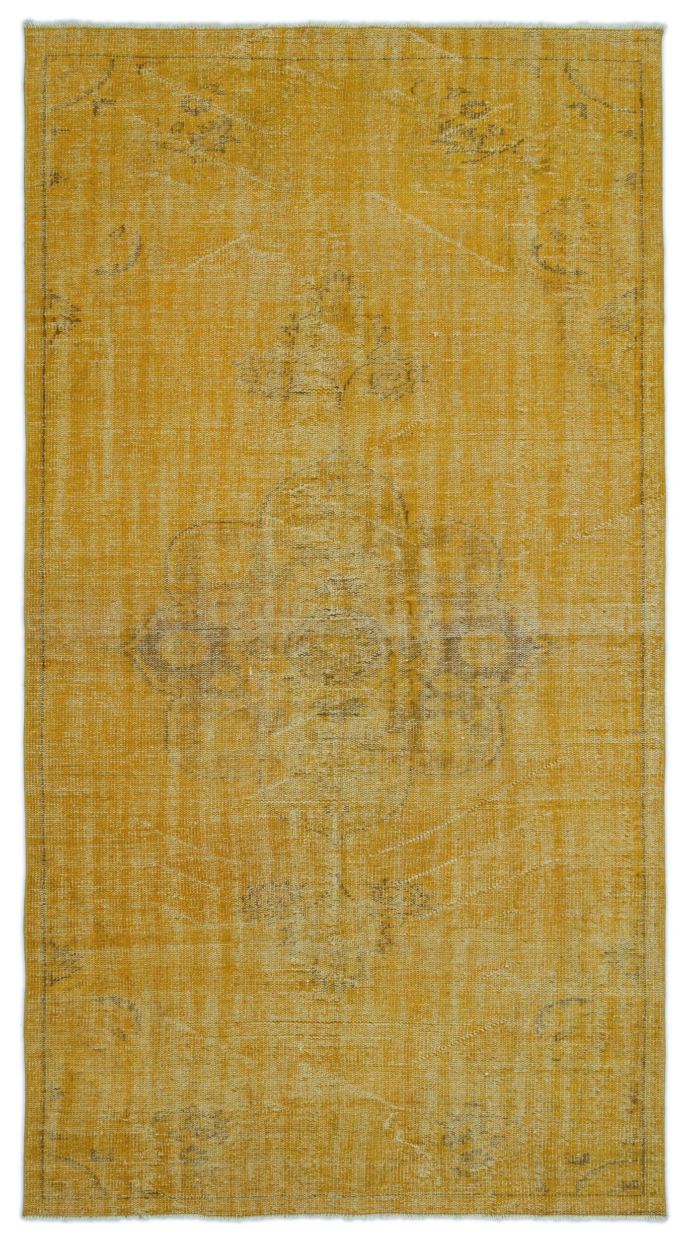 Yellow Over Dyed Vintage Rug 4'9'' x 8'10'' ft 145 x 270 cm