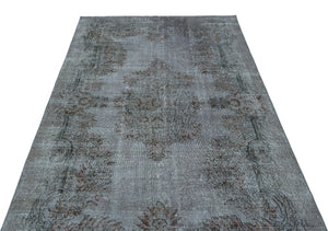 Blue Over Dyed Vintage Rug 5'3'' x 9'7'' ft 160 x 292 cm