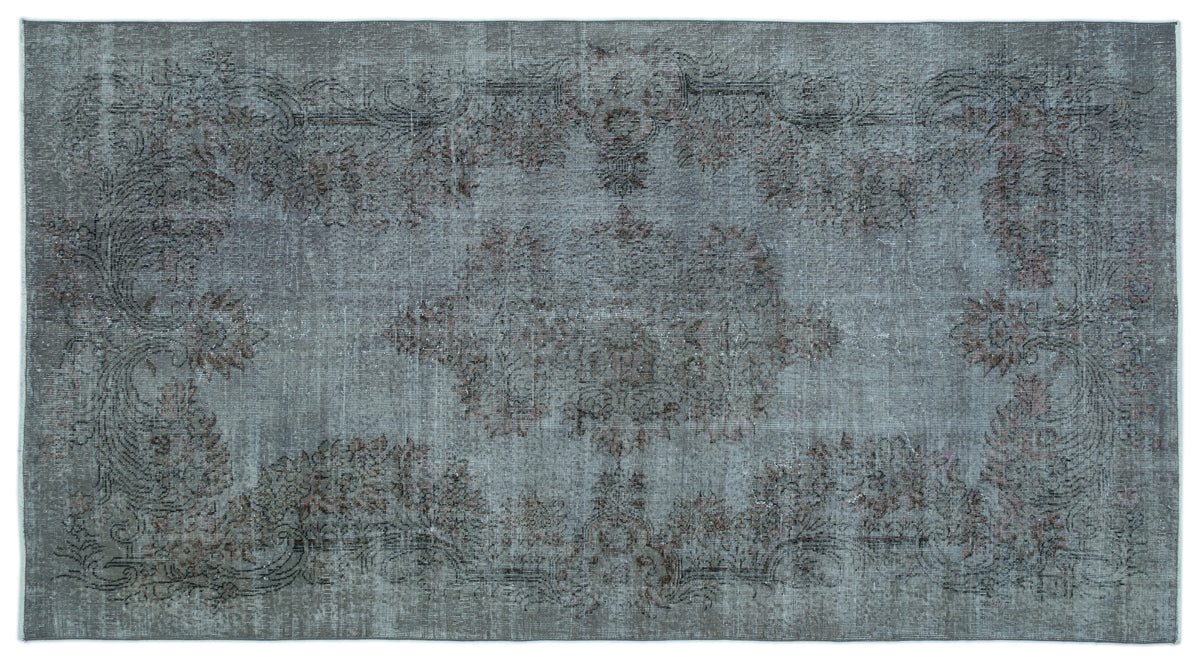 Blue Over Dyed Vintage Rug 5&#39;3&#39;&#39; x 9&#39;7&#39;&#39; ft 160 x 292 cm