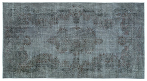 Blue Over Dyed Vintage Rug 5'3'' x 9'7'' ft 160 x 292 cm