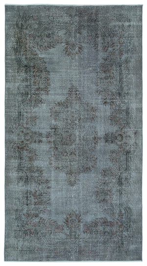 Blue Over Dyed Vintage Rug 5'3'' x 9'7'' ft 160 x 292 cm