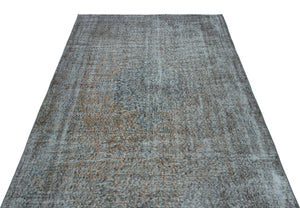 Blue Over Dyed Vintage Rug 5'5'' x 9'4'' ft 165 x 285 cm