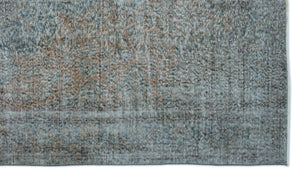 Blue Over Dyed Vintage Rug 5'5'' x 9'4'' ft 165 x 285 cm