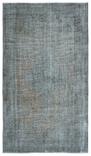 Blue Over Dyed Vintage Rug 5'5'' x 9'4'' ft 165 x 285 cm