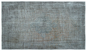 Blue Over Dyed Vintage Rug 5'5'' x 9'4'' ft 165 x 285 cm