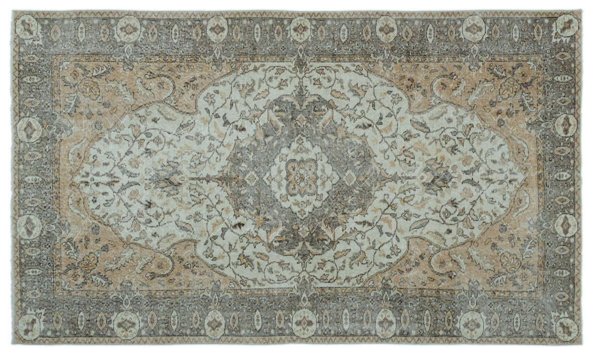 Beige Over Dyed Vintage Rug 5&#39;8&#39;&#39; x 9&#39;5&#39;&#39; ft 172 x 288 cm