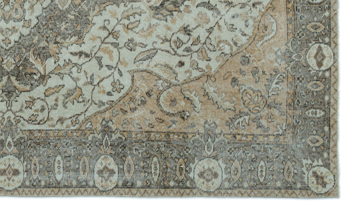 Beige Over Dyed Vintage Rug 5&#39;8&#39;&#39; x 9&#39;5&#39;&#39; ft 172 x 288 cm