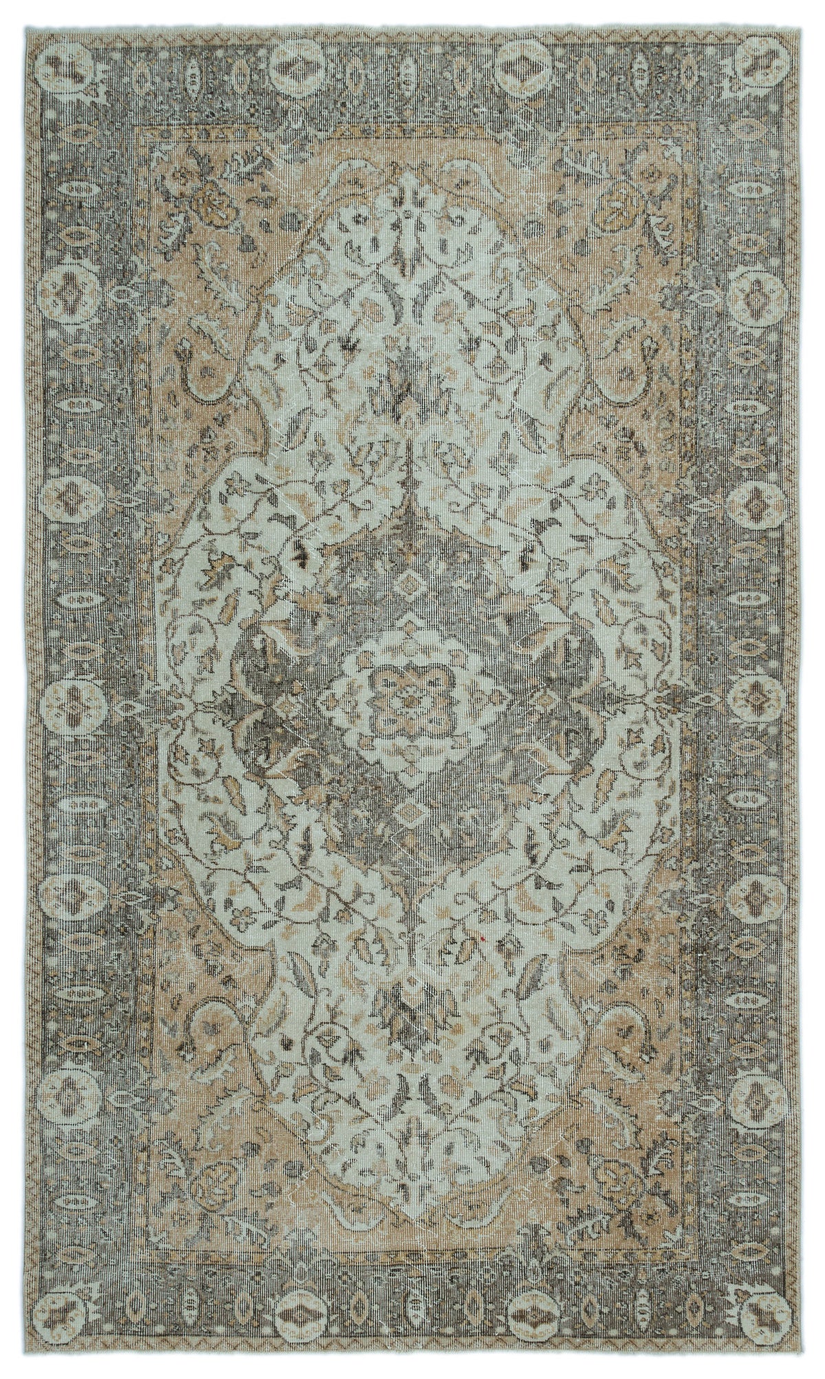 Beige Over Dyed Vintage Rug 5&#39;8&#39;&#39; x 9&#39;5&#39;&#39; ft 172 x 288 cm