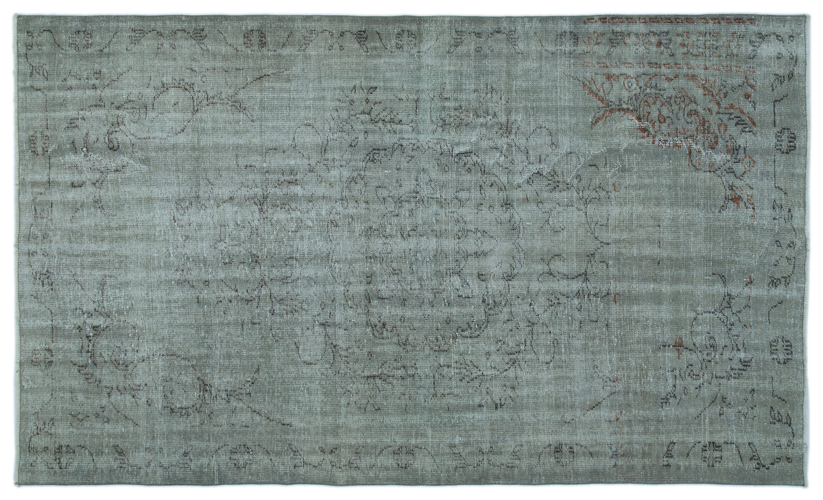 Gray Over Dyed Vintage Rug 5&#39;8&#39;&#39; x 9&#39;7&#39;&#39; ft 173 x 291 cm