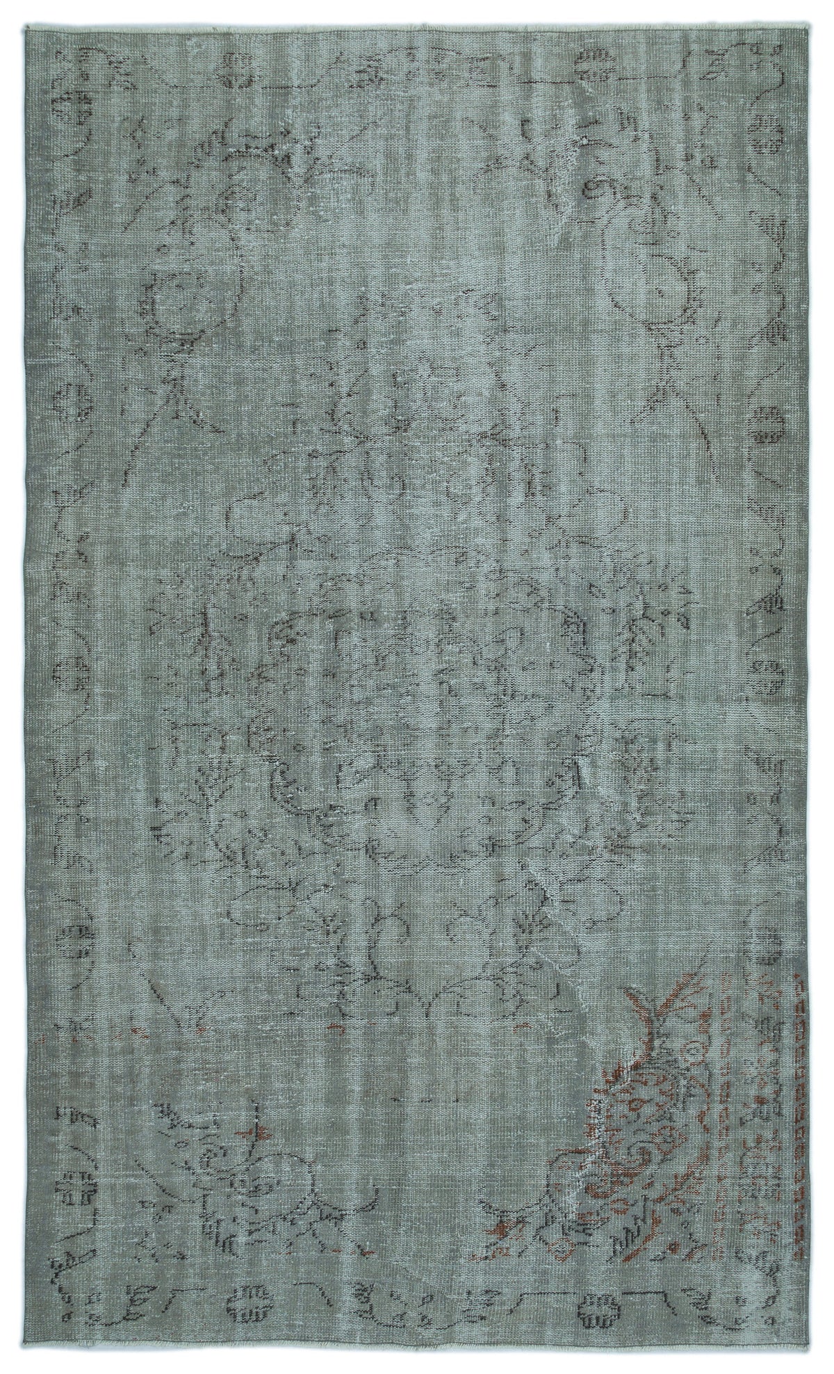 Gray Over Dyed Vintage Rug 5&#39;8&#39;&#39; x 9&#39;7&#39;&#39; ft 173 x 291 cm