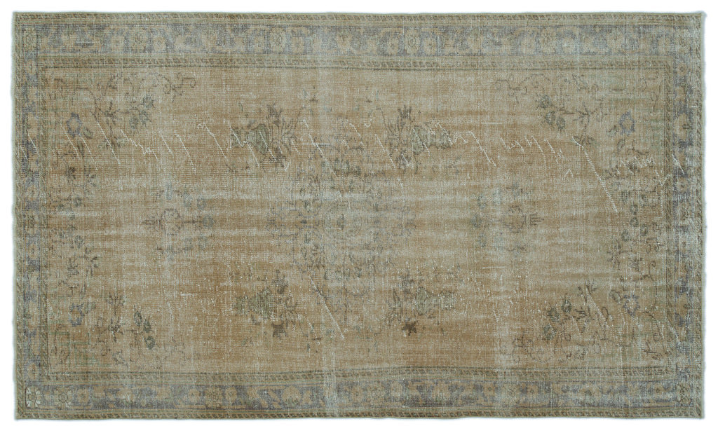 Beige Over Dyed Vintage Rug 5'8'' x 9'7'' ft 172 x 292 cm