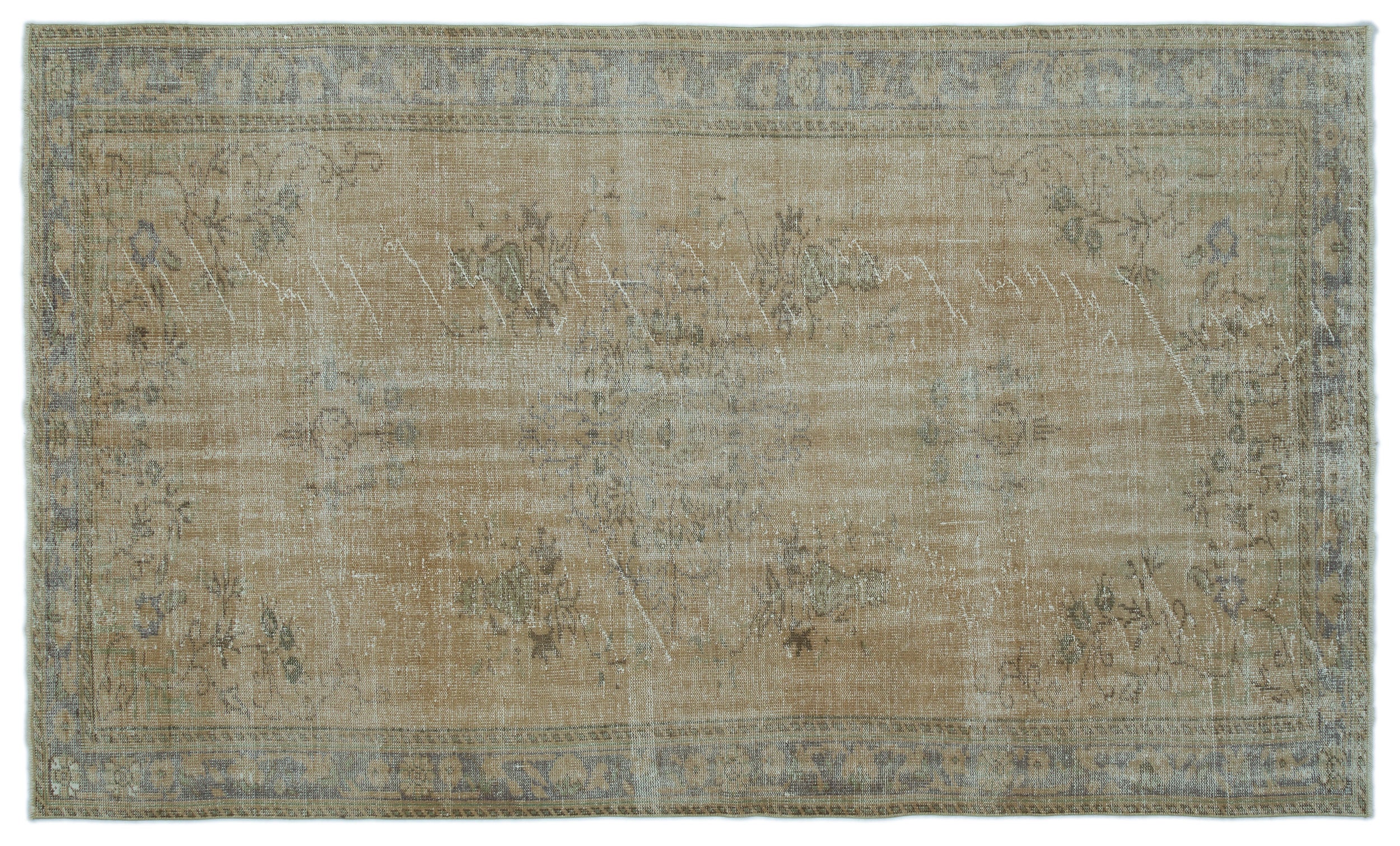 Beige Over Dyed Vintage Rug 5'8'' x 9'7'' ft 172 x 292 cm