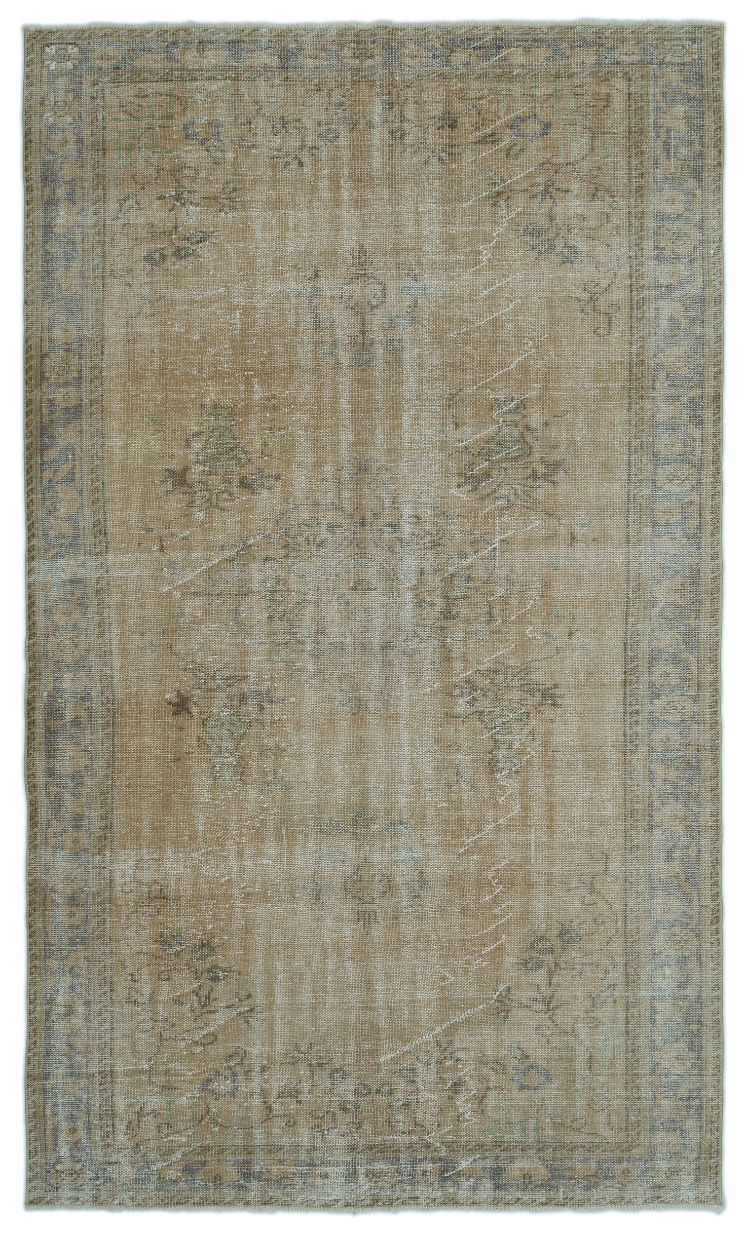 Beige Over Dyed Vintage Rug 5'8'' x 9'7'' ft 172 x 292 cm