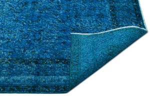 Turquoise  Over Dyed Vintage Rug 5'9'' x 9'5'' ft 175 x 286 cm