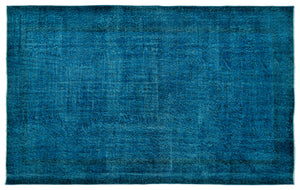 Turquoise  Over Dyed Vintage Rug 5'9'' x 9'5'' ft 175 x 286 cm