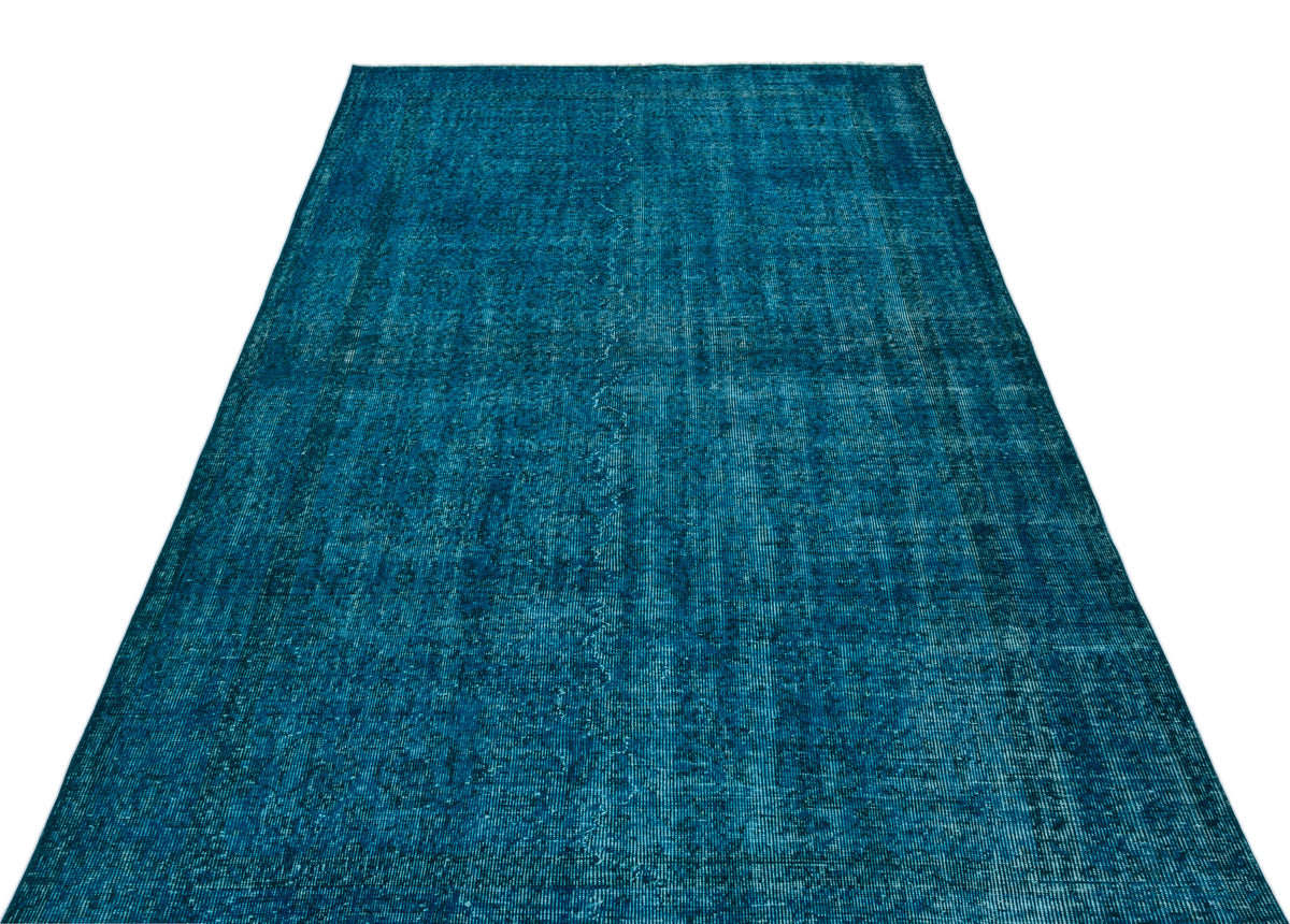 Turquoise  Over Dyed Vintage Rug 5&#39;4&#39;&#39; x 9&#39;1&#39;&#39; ft 162 x 276 cm