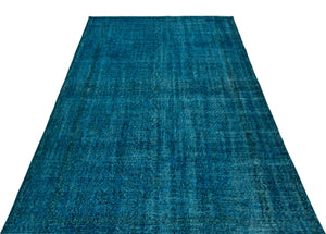 Turquoise  Over Dyed Vintage Rug 5'4'' x 9'1'' ft 162 x 276 cm