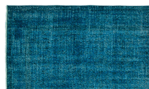 Turquoise  Over Dyed Vintage Rug 5'4'' x 9'1'' ft 162 x 276 cm