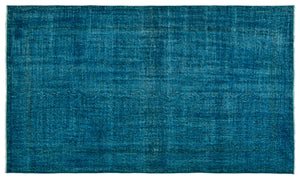 Turquoise  Over Dyed Vintage Rug 5'4'' x 9'1'' ft 162 x 276 cm