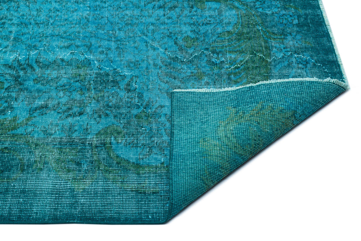 Turquoise  Over Dyed Vintage Rug 5&#39;9&#39;&#39; x 9&#39;3&#39;&#39; ft 174 x 281 cm