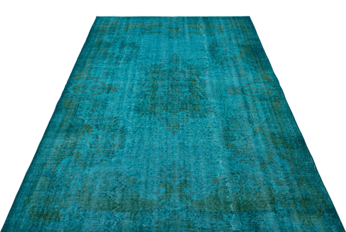 Turquoise  Over Dyed Vintage Rug 5&#39;9&#39;&#39; x 9&#39;3&#39;&#39; ft 174 x 281 cm