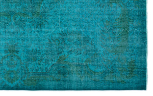 Turquoise  Over Dyed Vintage Rug 5'9'' x 9'3'' ft 174 x 281 cm