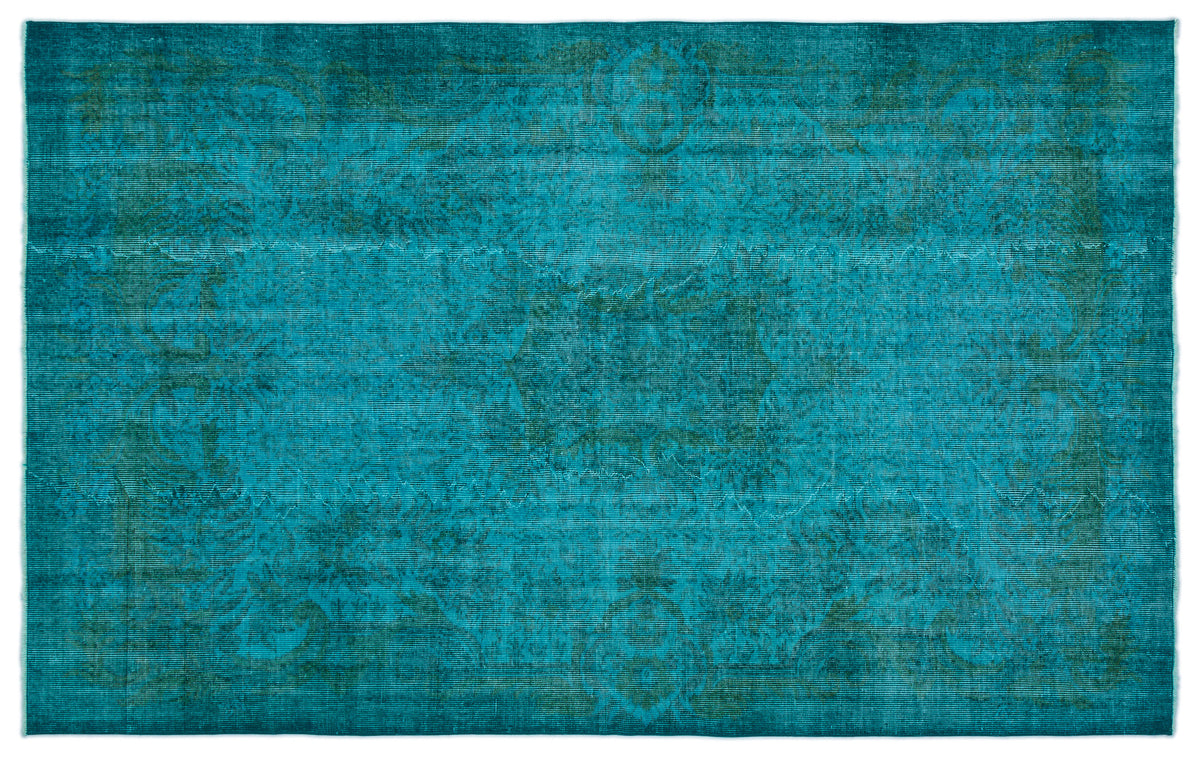Turquoise  Over Dyed Vintage Rug 5&#39;9&#39;&#39; x 9&#39;3&#39;&#39; ft 174 x 281 cm