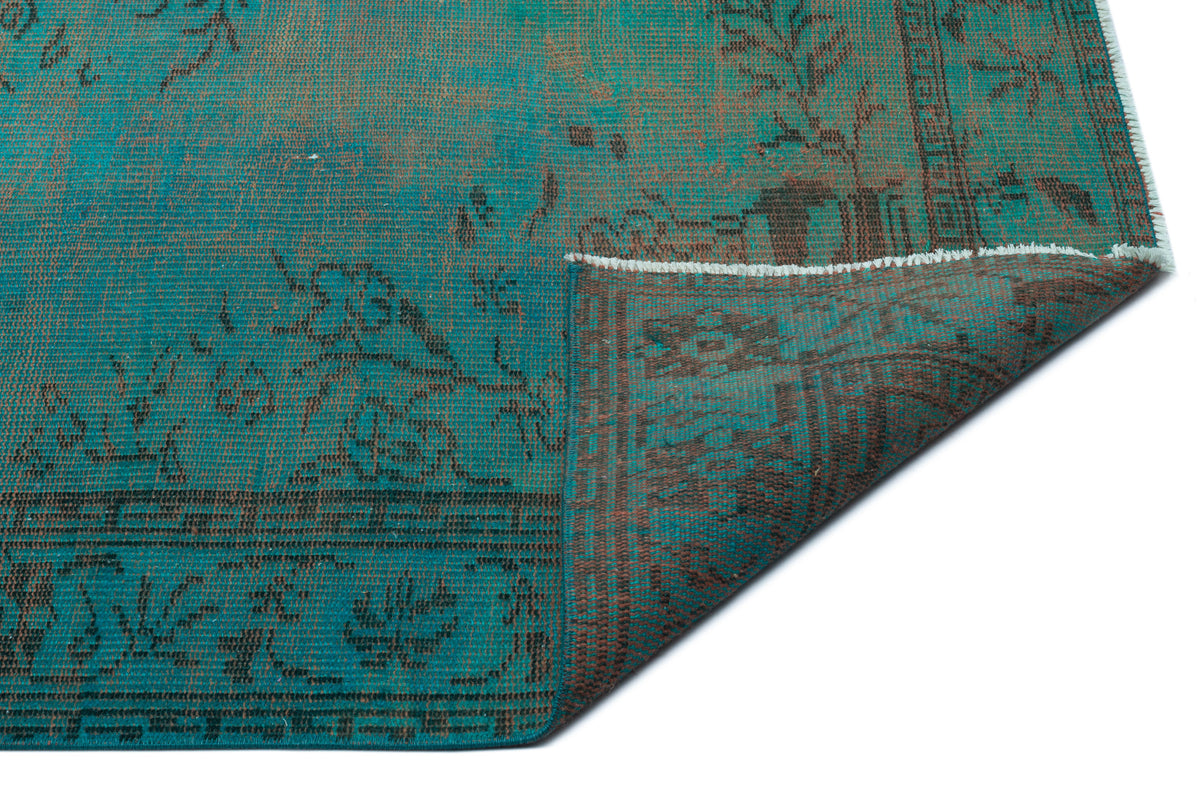 Turquoise  Over Dyed Vintage Rug 5&#39;9&#39;&#39; x 8&#39;8&#39;&#39; ft 174 x 263 cm