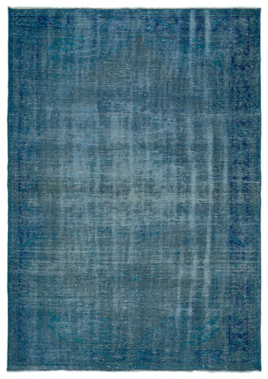 Turquoise  Over Dyed Vintage Rug 5'11'' x 8'8'' ft 180 x 264 cm