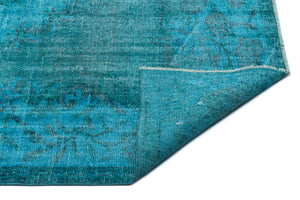 Turquoise  Over Dyed Vintage Rug 5'9'' x 9'9'' ft 176 x 298 cm
