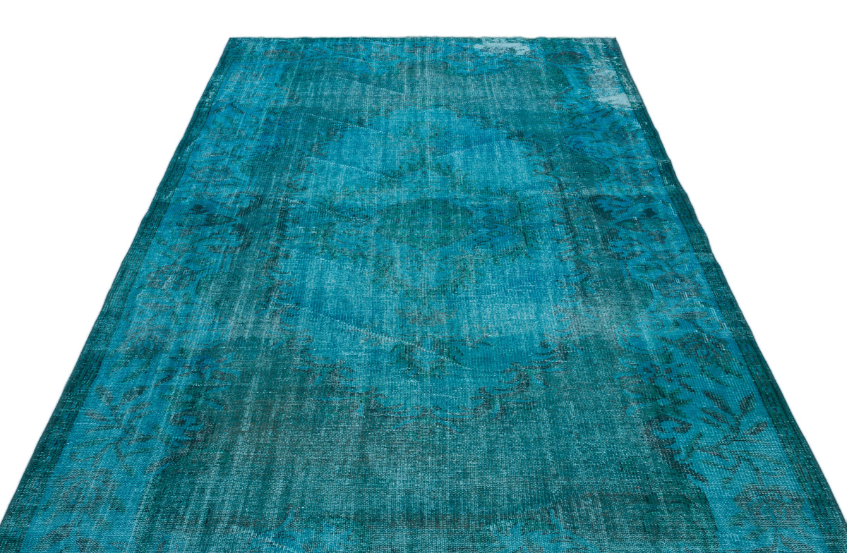 Turquoise  Over Dyed Vintage Rug 5&#39;9&#39;&#39; x 9&#39;9&#39;&#39; ft 176 x 298 cm