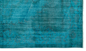Turquoise  Over Dyed Vintage Rug 5'9'' x 9'9'' ft 176 x 298 cm